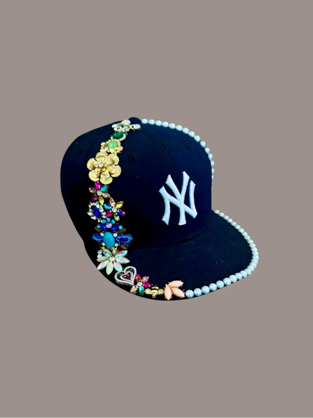 New Era Navy Pearl-Trim NY Embellished Baseball Cap